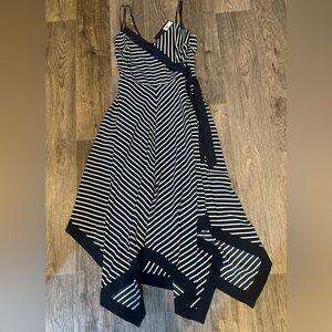 Banana Republic Navy and White Asymmetrical Dress